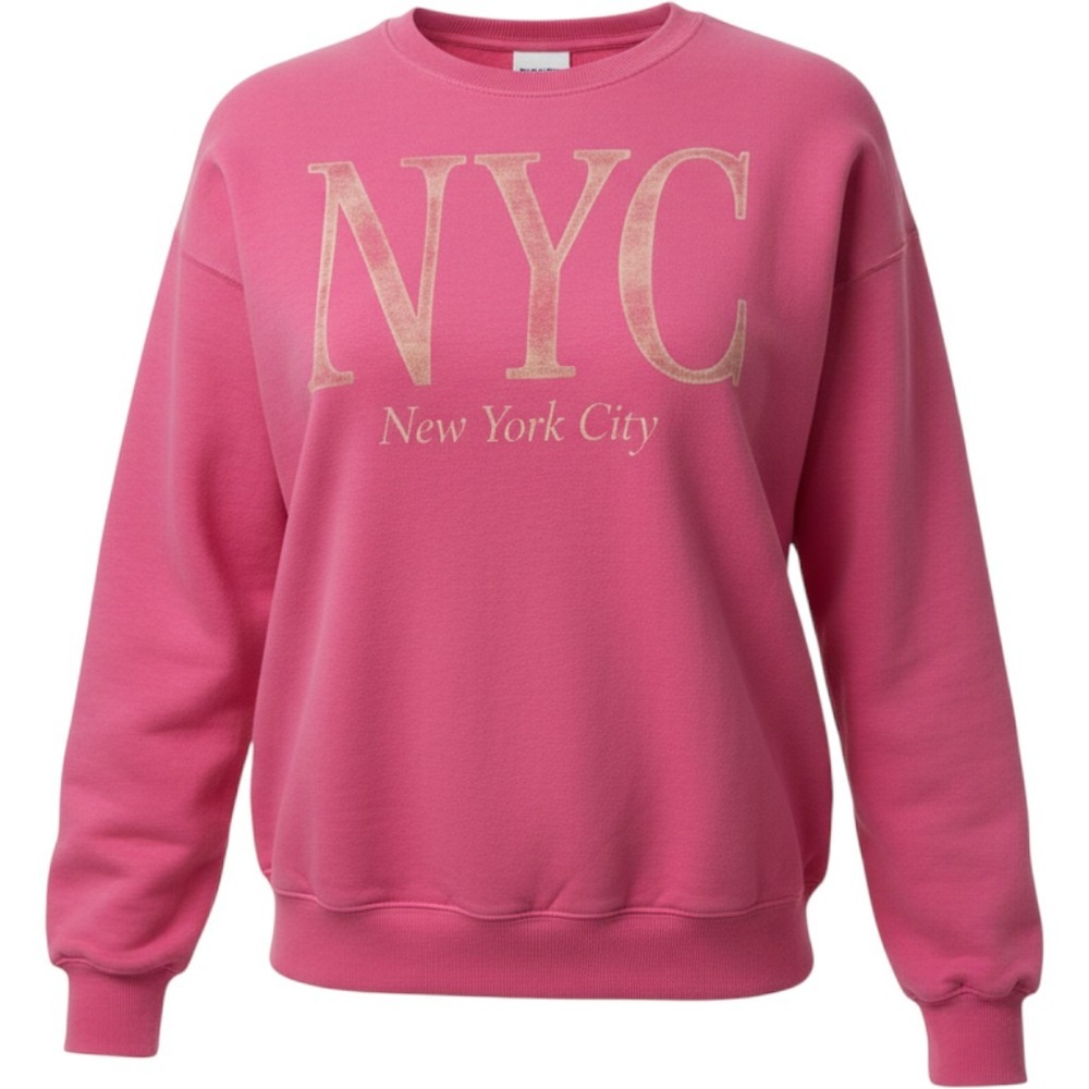 (B4) Hollister Women Pink NYC New York City Graphic Crewneck Sweatshirt XS